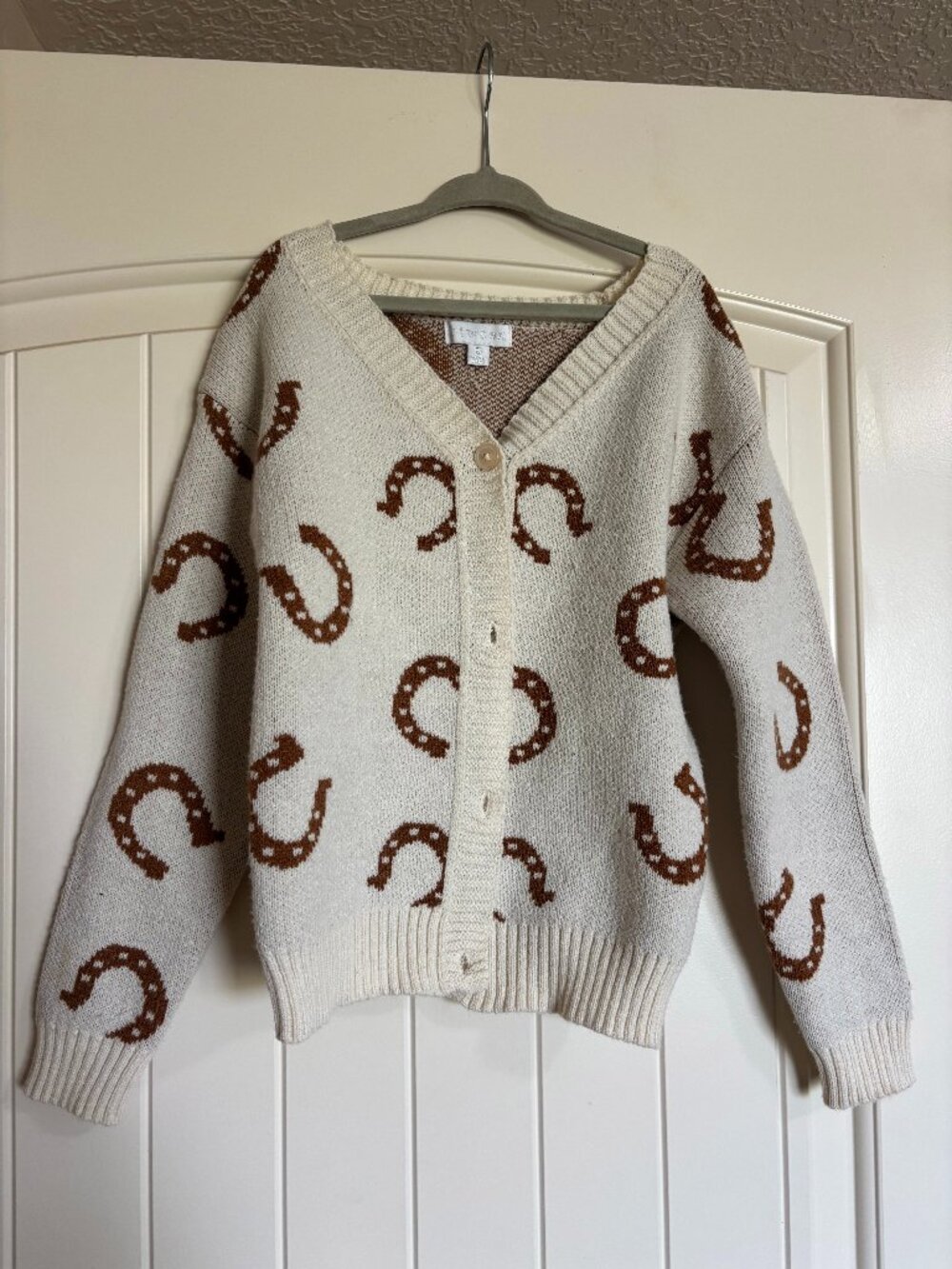 Girls Horseshoe Knit Cardigan Sweater | Size 6 | Western Cowgirl